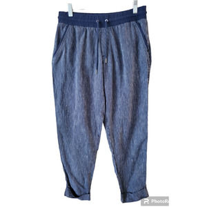 Athleta Blue Striped Ankle Pants